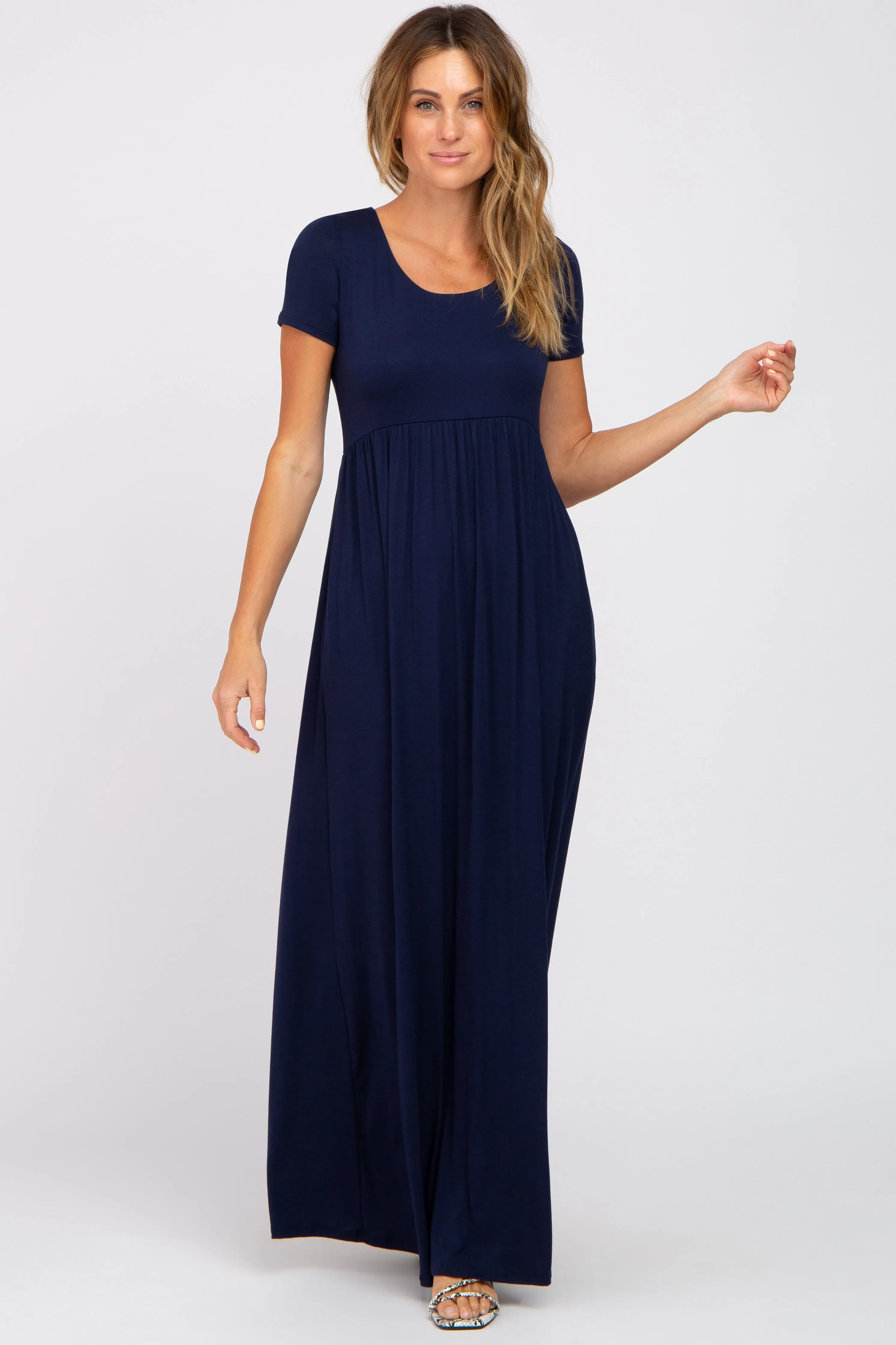 Navy Blue Basic Maxi Dress sold by Pinkblush