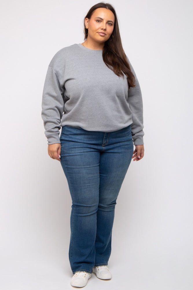 Heather Grey Soft Knit Fleece Lined Plus Sweatshirt sold by Pinkblush