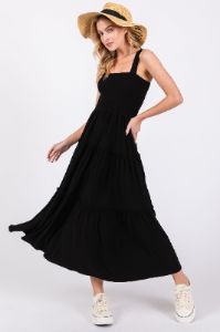 Black Sleeveless Tiered Maxi Dress sold by Pinkblush