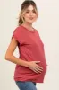 Rust Cuffed Sleeve Maternity Top sold by Pinkblush