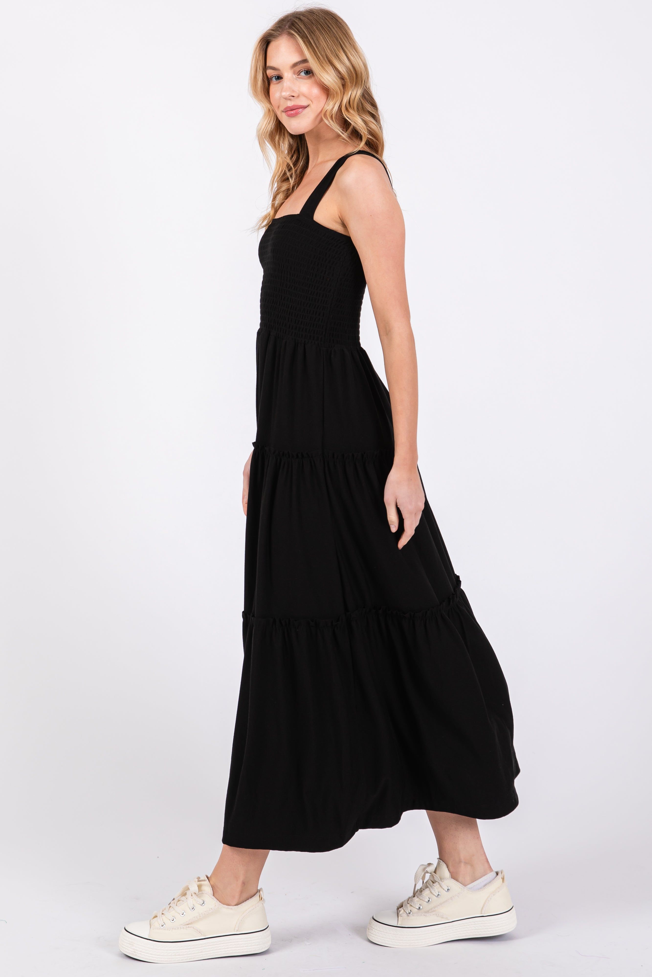 Black Sleeveless Tiered Maxi Dress sold by Pinkblush product image thumbnail 2