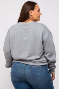 Heather Grey Soft Knit Fleece Lined Plus Sweatshirt sold by Pinkblush
