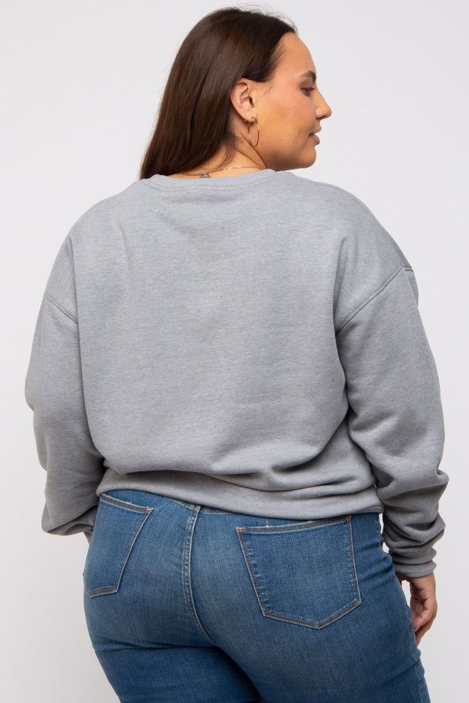 Heather Grey Soft Knit Fleece Lined Plus Sweatshirt sold by Pinkblush product image thumbnail 4