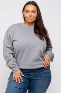 Heather Grey Soft Knit Fleece Lined Plus Sweatshirt sold by Pinkblush