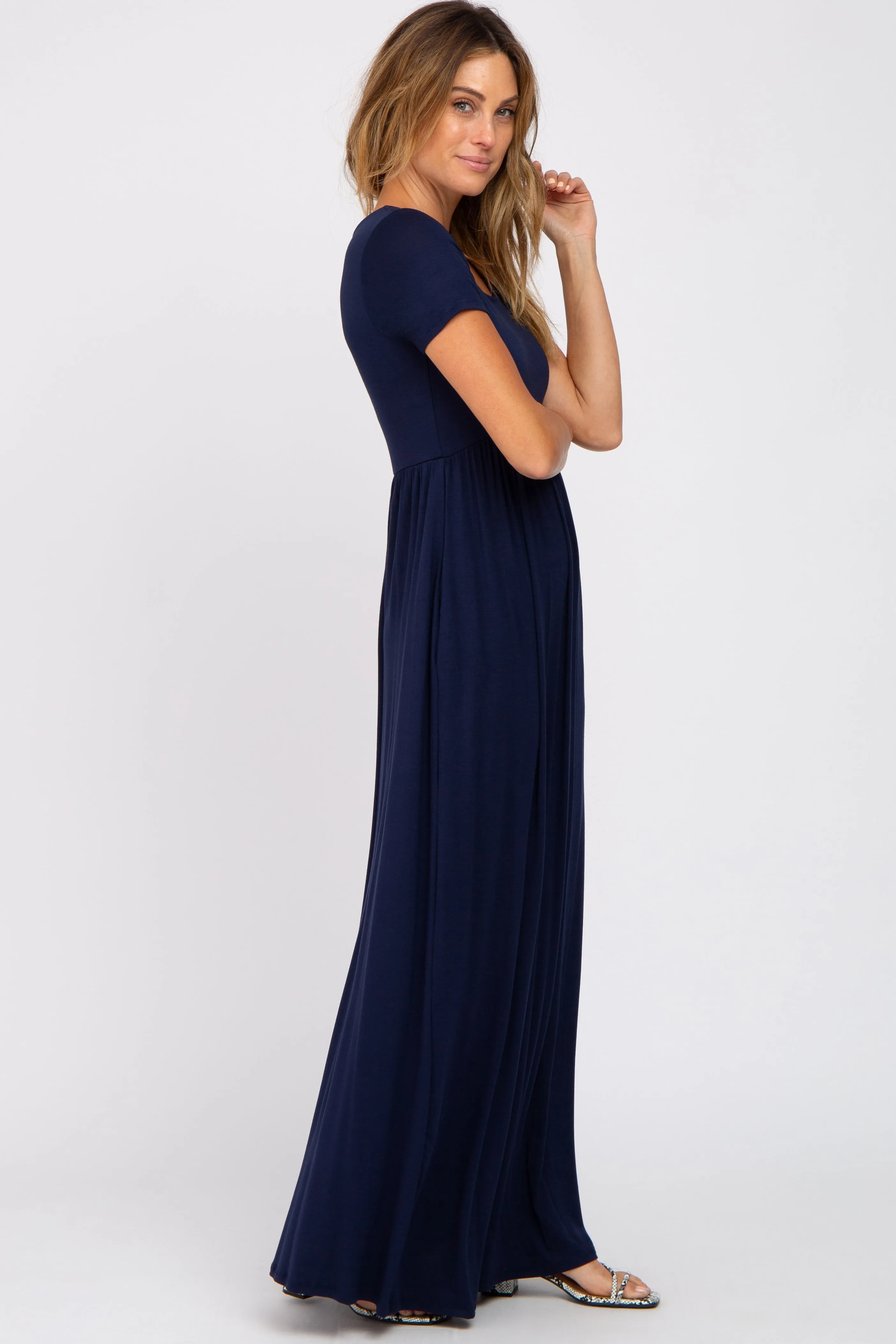 Navy Blue Basic Maxi Dress sold by Pinkblush product image thumbnail 2