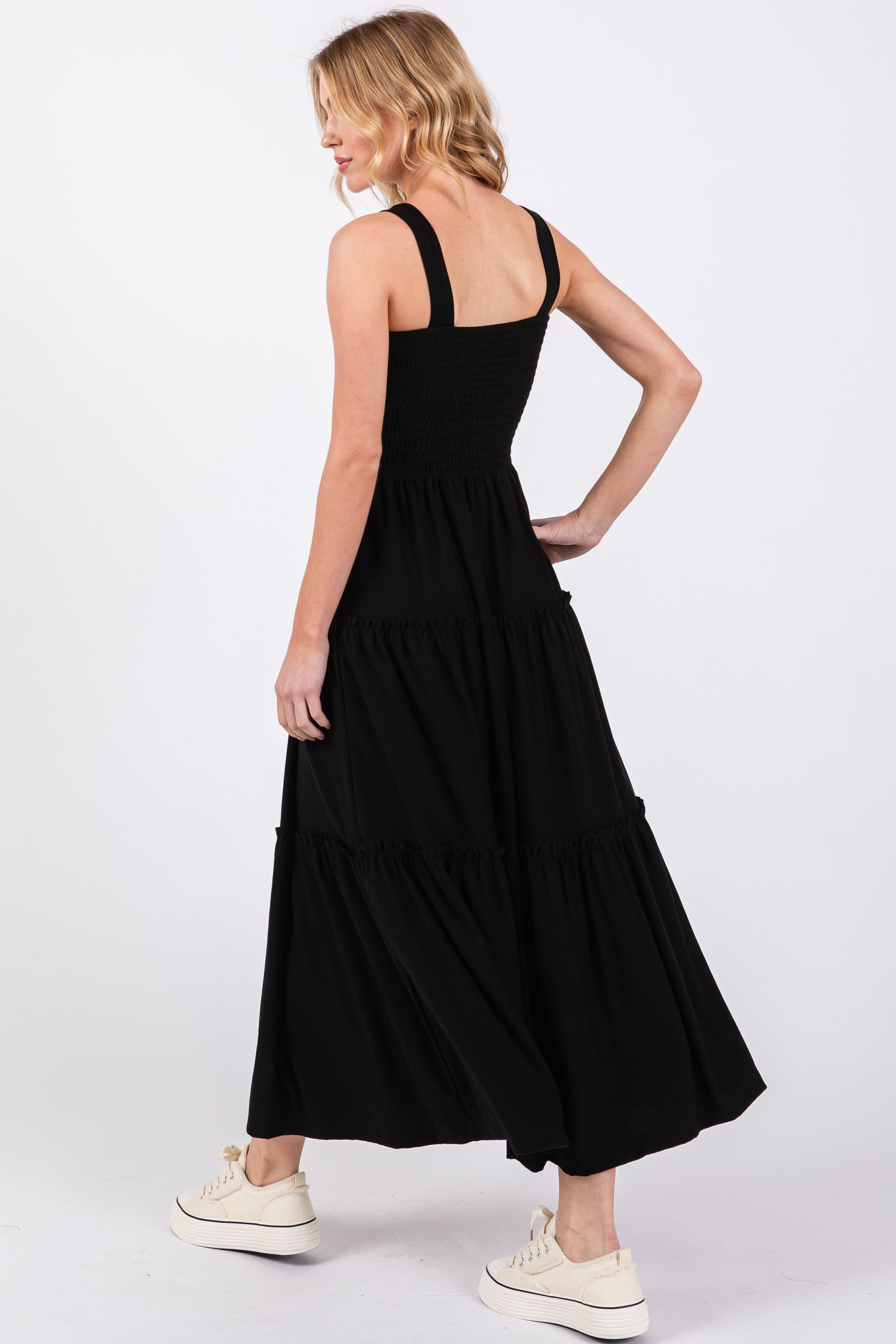 Black Sleeveless Tiered Maxi Dress sold by Pinkblush product image thumbnail 3