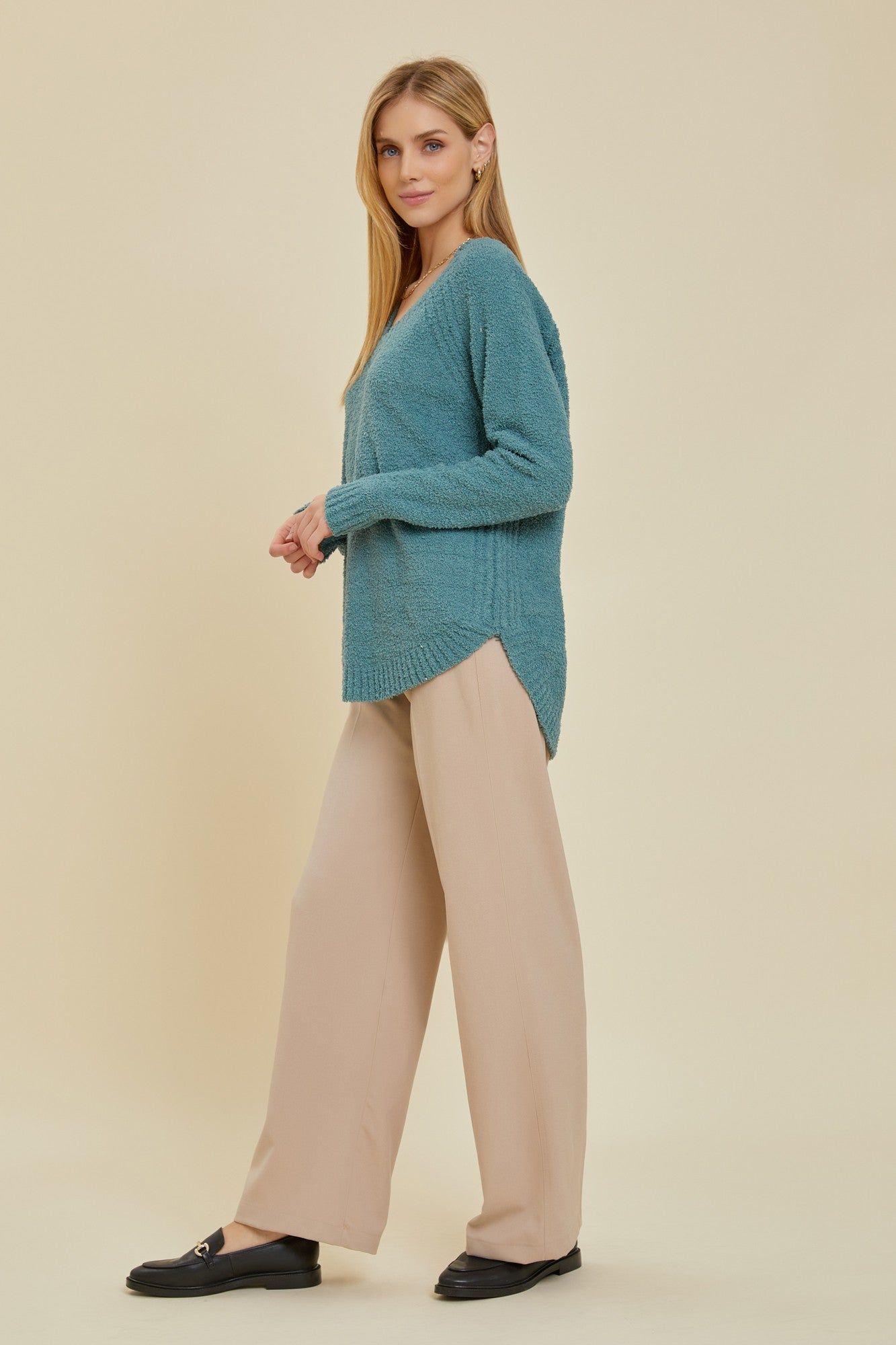 Teal Fuzzy Soft Knit Sweater sold by Pinkblush product image thumbnail 2