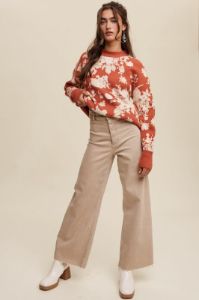 Rust Floral Sweater sold by Pinkblush