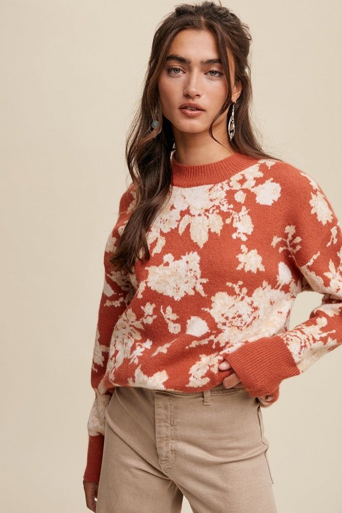 Rust Floral Sweater sold by Pinkblush