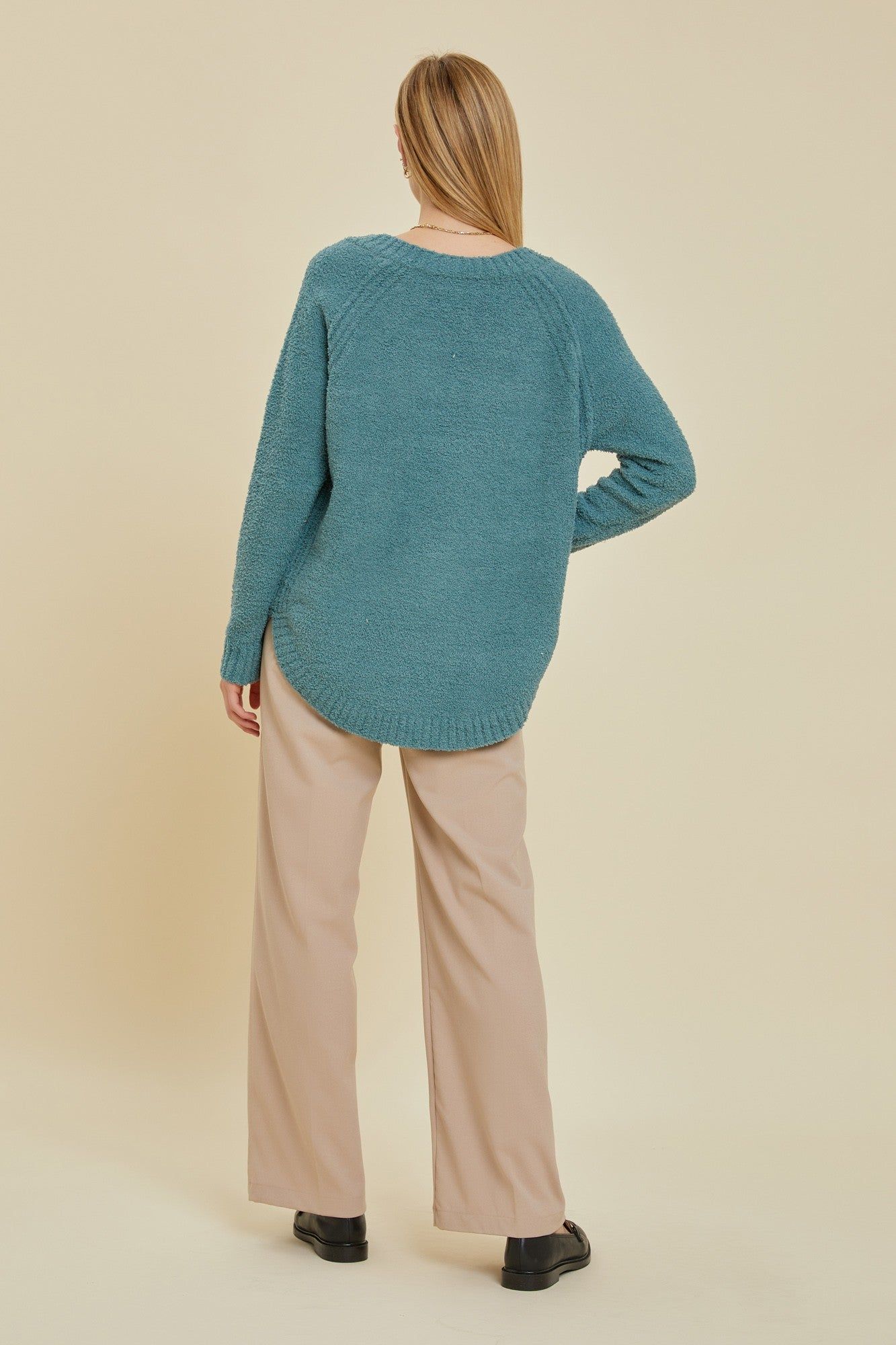Teal Fuzzy Soft Knit Sweater sold by Pinkblush product image thumbnail 3