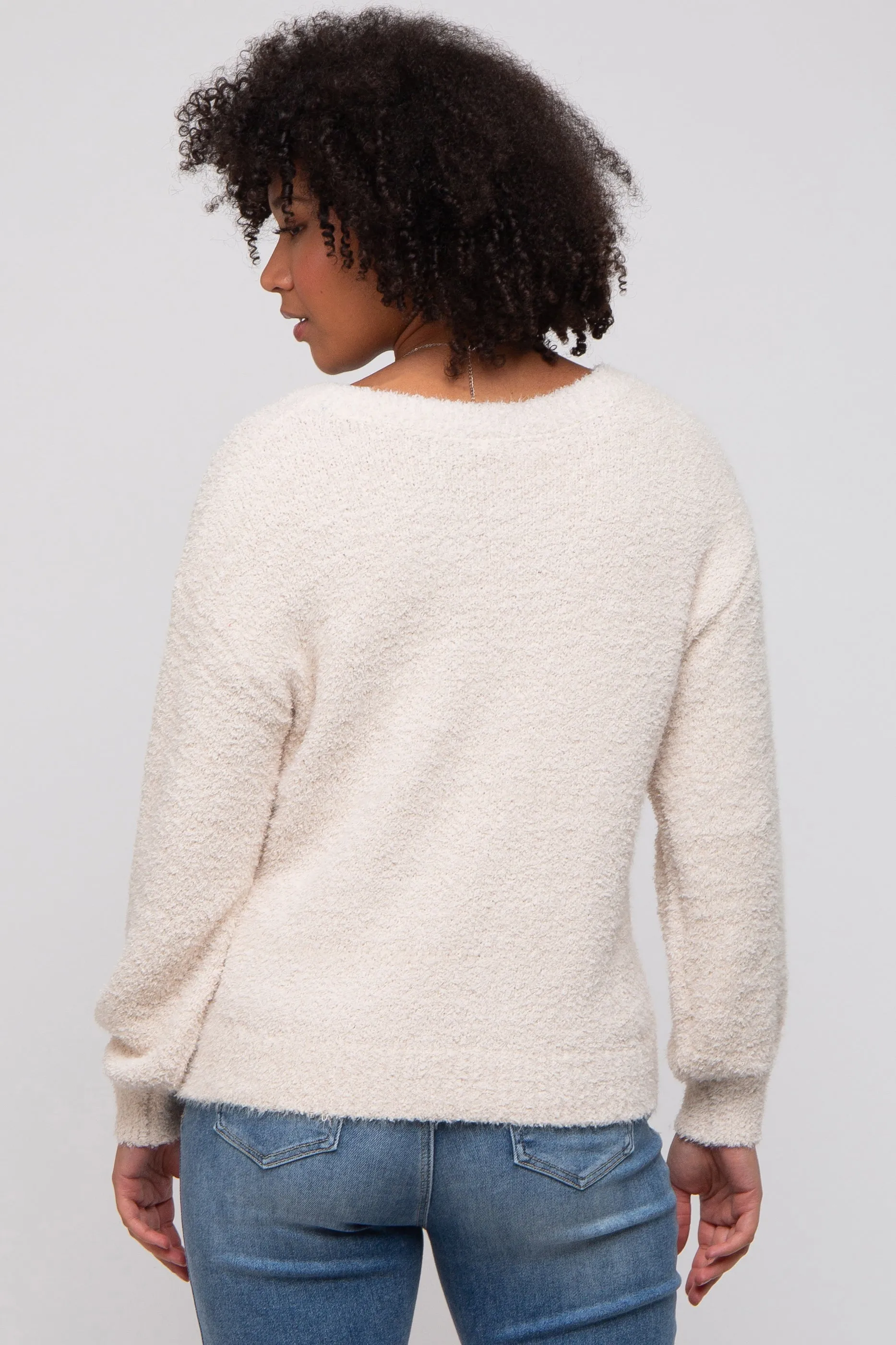 Beige Fuzzy Soft Knit Sweater sold by Pinkblush product image thumbnail 3