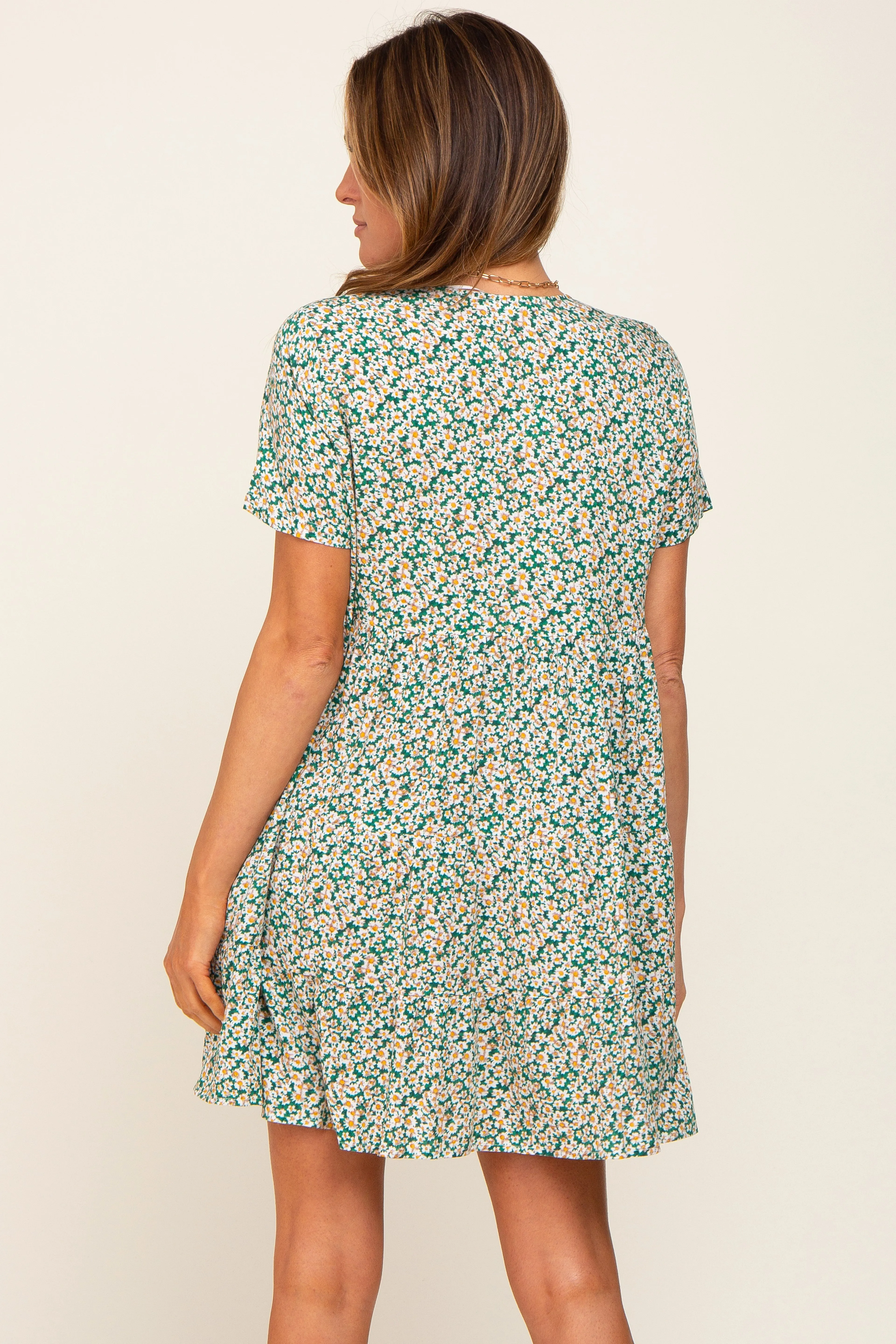 Green Floral Button Down Tiered Dress sold by Pinkblush product image thumbnail 3