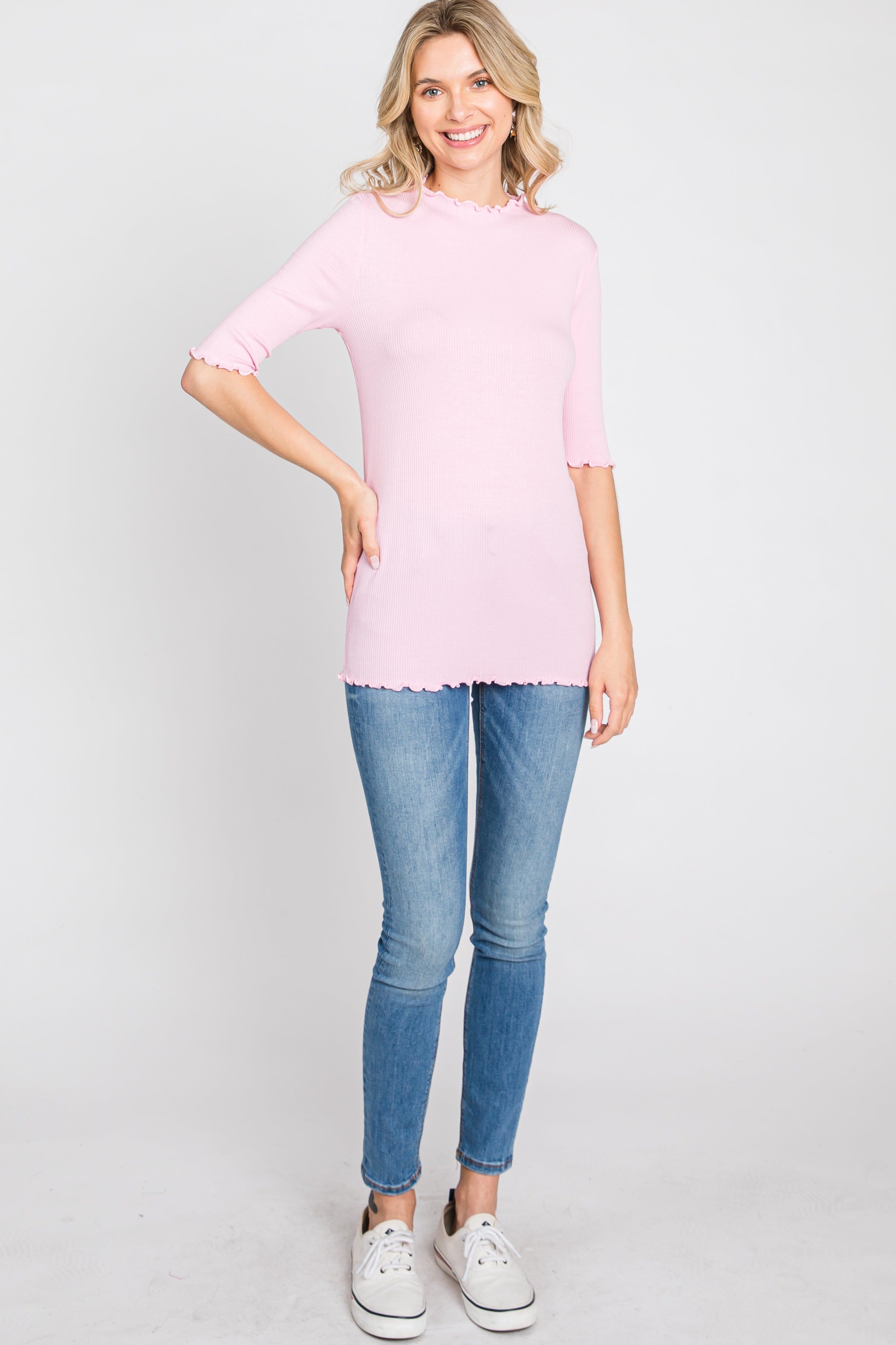 Pink Lettuce Hem Fitted Top sold by Pinkblush product image thumbnail 2