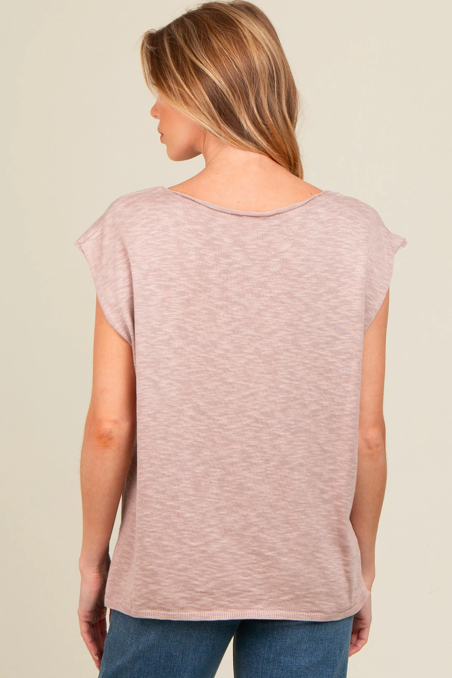 Mauve Two Tone Split V-Neck Dolman Short Sleeve Maternity Top sold by Pinkblush product image thumbnail 2