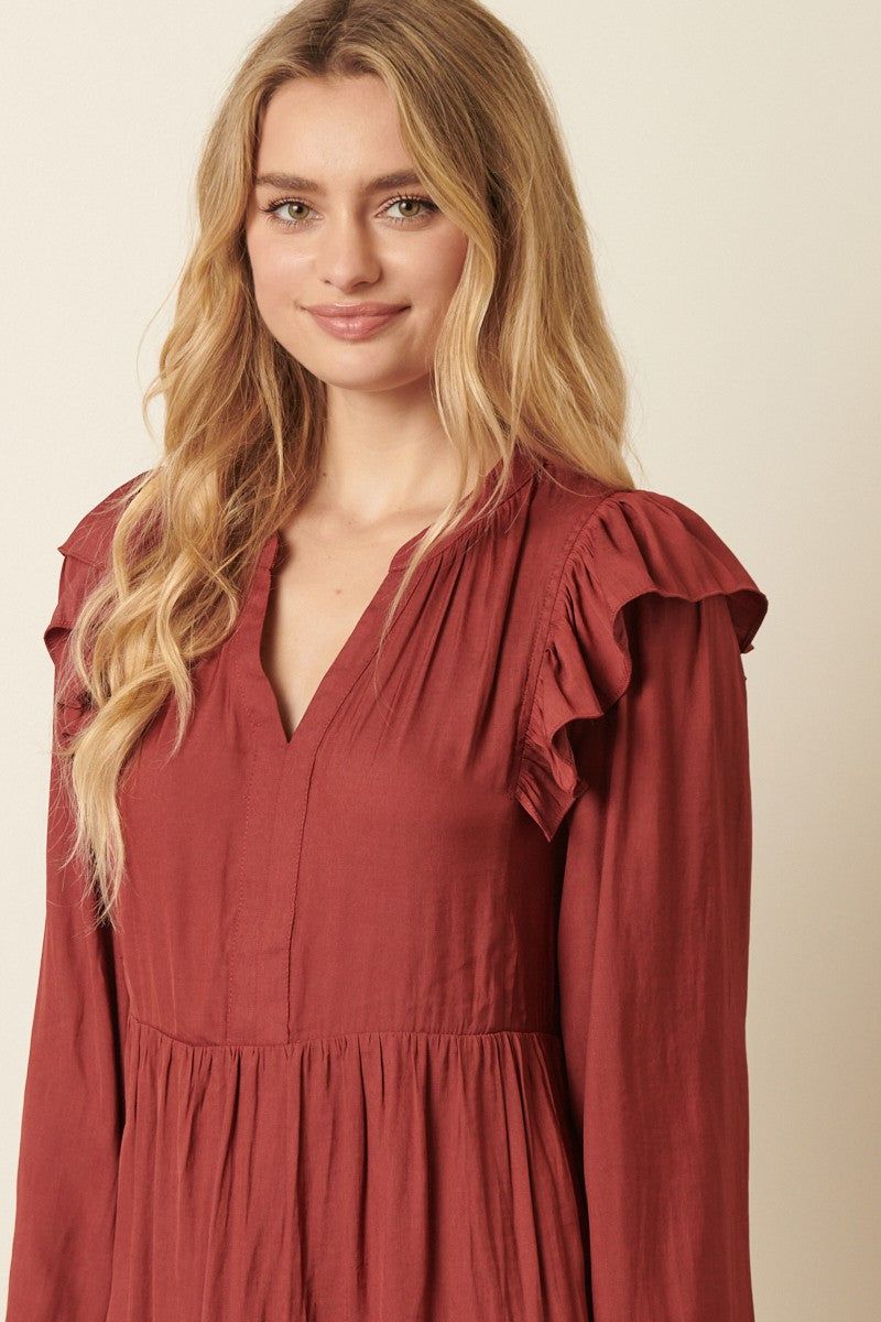 Rose Satin Ruffle Detail Babydoll Dress sold by Pinkblush product image thumbnail 5