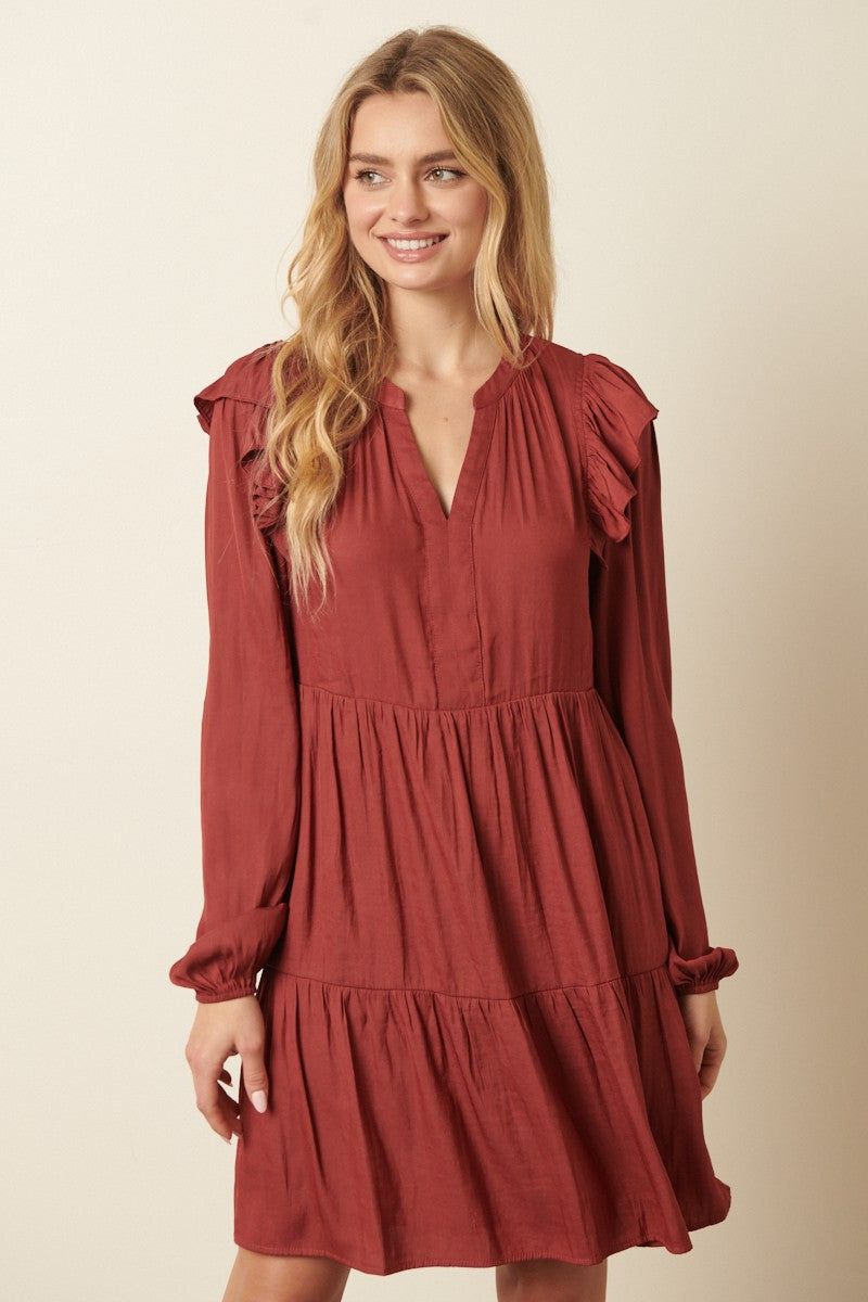 Rose Satin Ruffle Detail Babydoll Dress sold by Pinkblush product image thumbnail 2