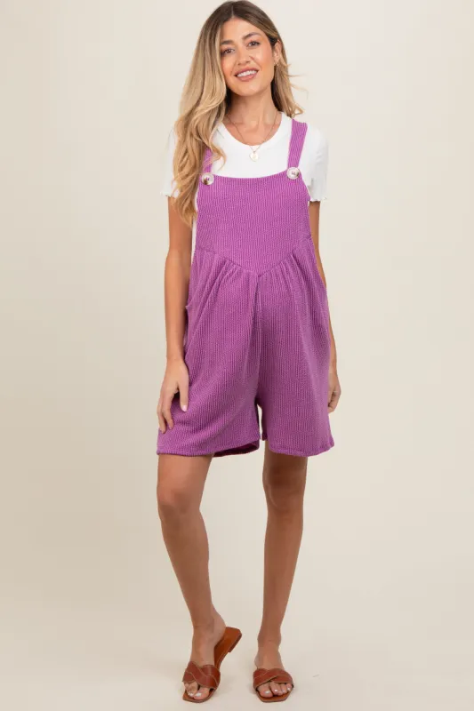 Purple Ribbed Maternity Romper sold by Pinkblush