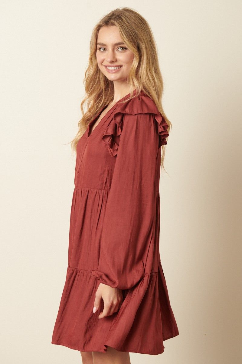 Rose Satin Ruffle Detail Babydoll Dress sold by Pinkblush product image thumbnail 3