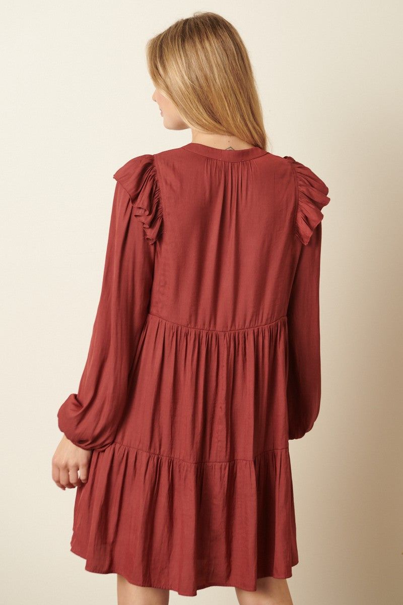 Rose Satin Ruffle Detail Babydoll Dress sold by Pinkblush product image thumbnail 4