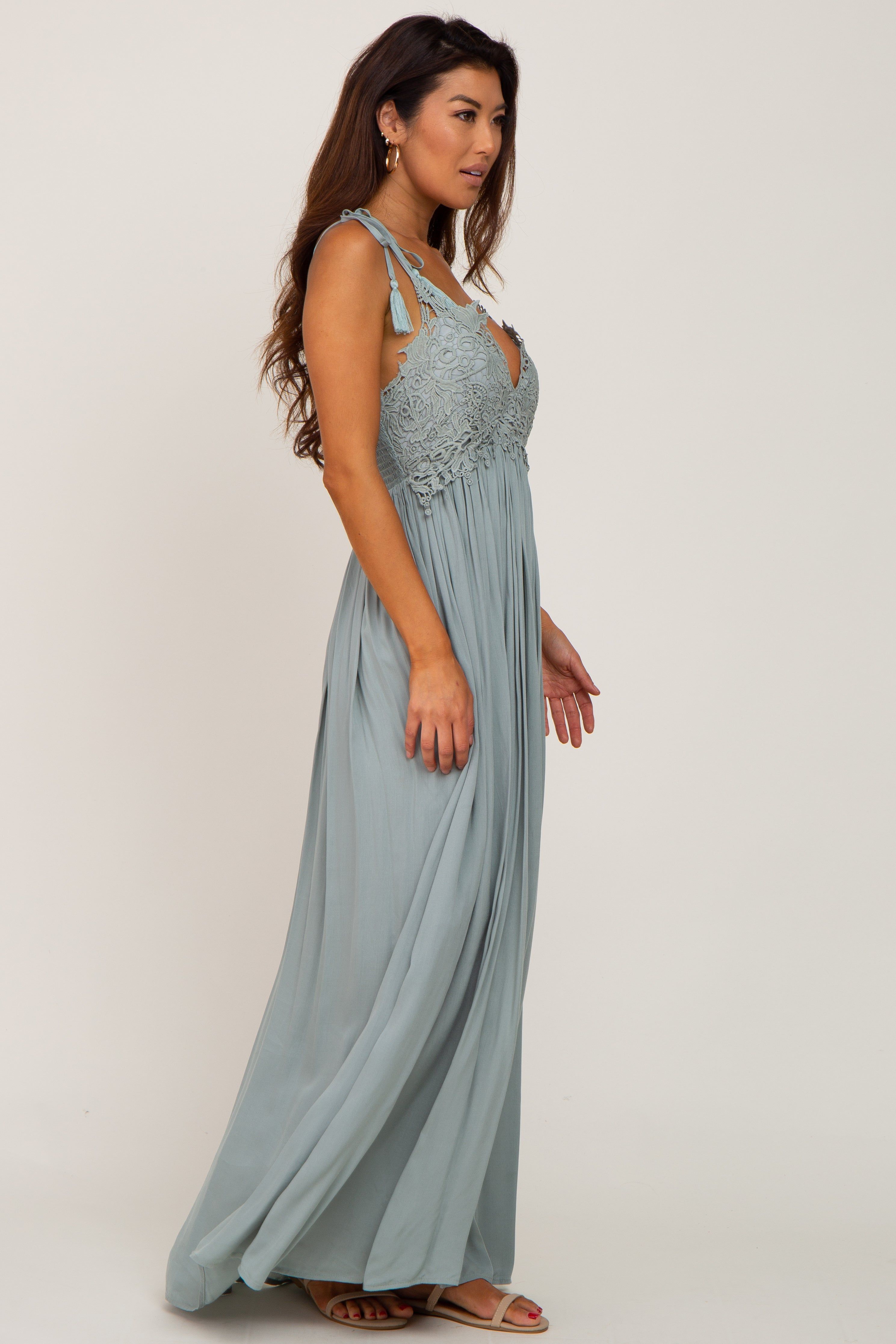 Sage Crochet Lace Maxi Dress sold by Pinkblush product image thumbnail 2