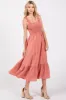 Mauve Floral Lace Accent Midi Dress sold by Pinkblush