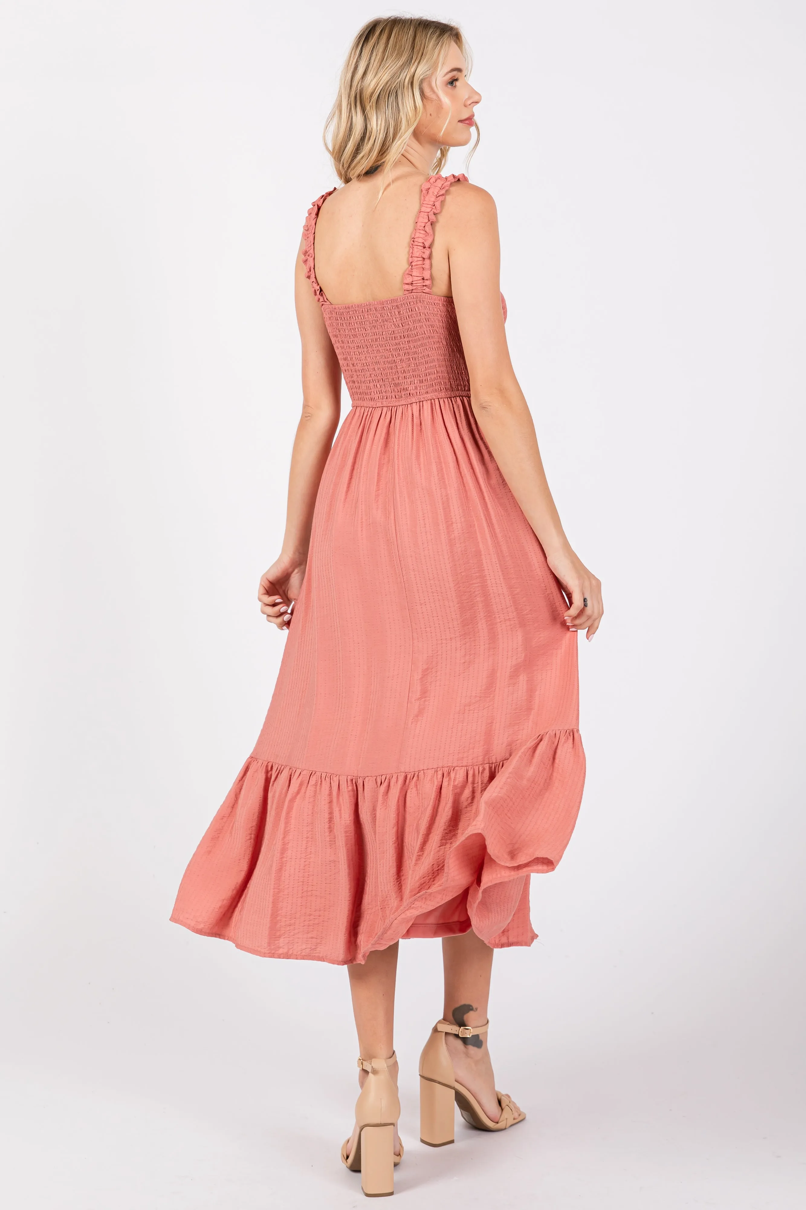 Mauve Floral Lace Accent Midi Dress sold by Pinkblush product image thumbnail 2