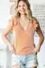 Orange Flutter Sleeve Ribbed Top sold by Pinkblush