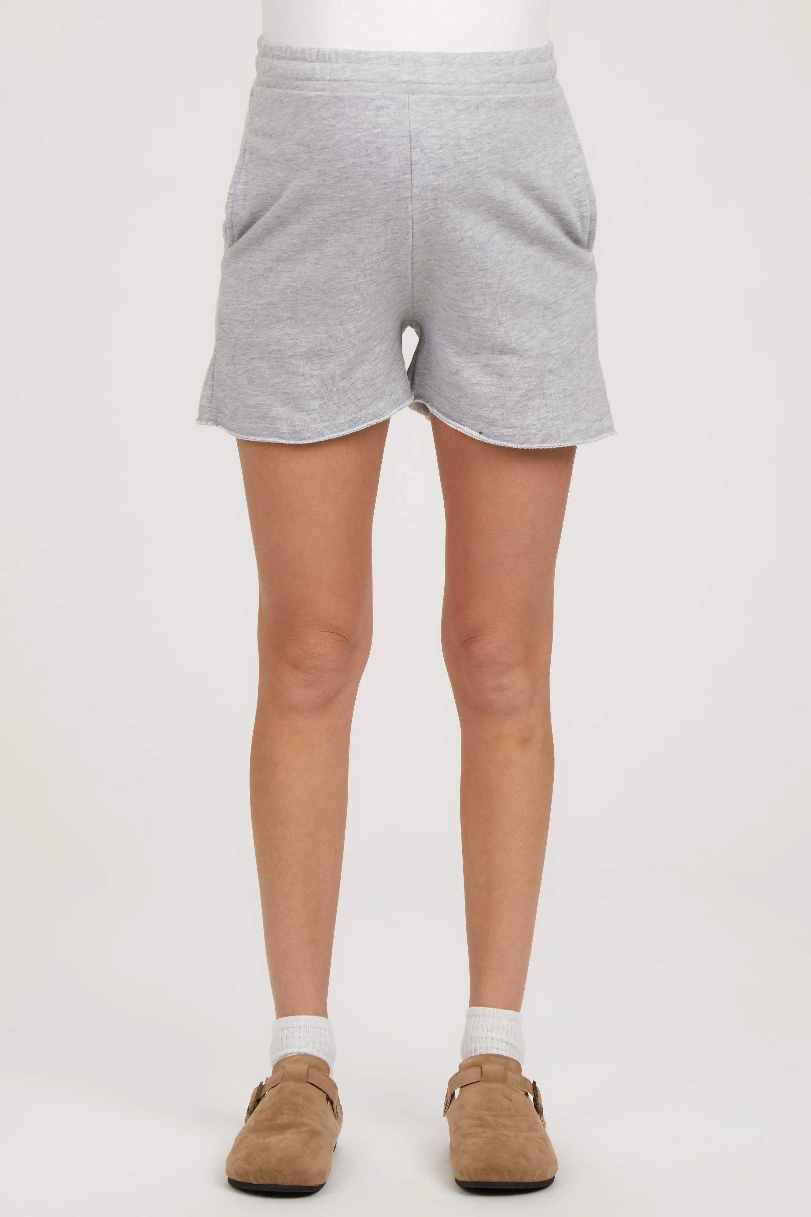Grey Raw Edge Maternity Sweat Shorts sold by Pinkblush product image thumbnail 2