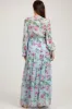 Blue Floral Chiffon Ruffle Tiered Maternity Maxi Dress sold by Pinkblush