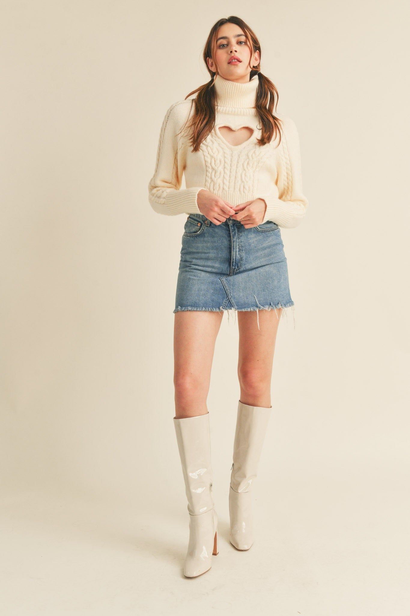 Ivory Reversible Heart Cut Out Sweater sold by Pinkblush product image thumbnail 4