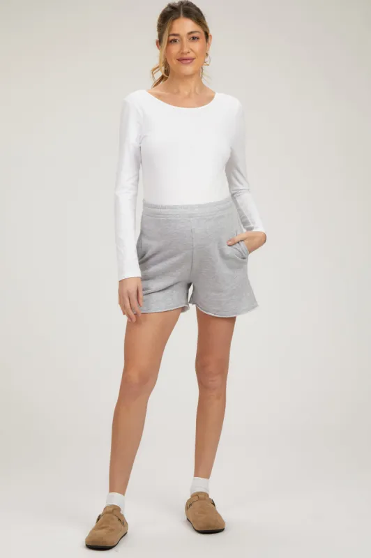 Grey Raw Edge Maternity Sweat Shorts sold by Pinkblush
