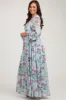 Blue Floral Chiffon Ruffle Tiered Maternity Maxi Dress sold by Pinkblush