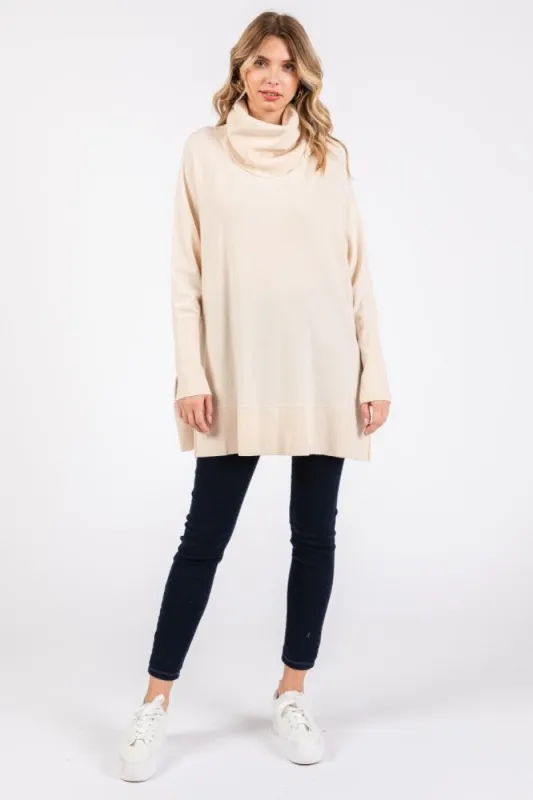 Cream Cowl Neck Dolman Sleeve Sweater sold by Pinkblush