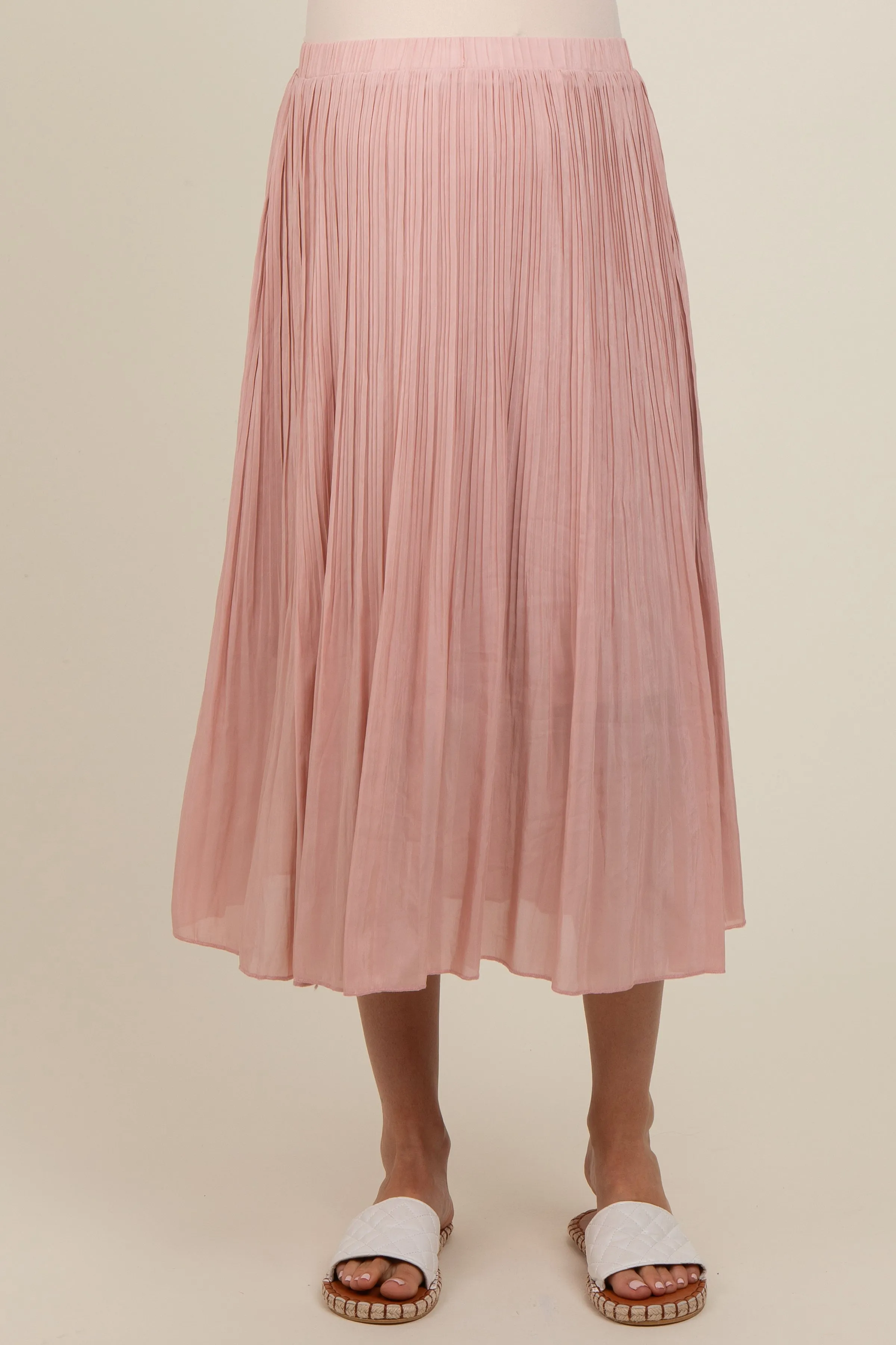 Mauve Pleated Maternity Midi Skirt sold by Pinkblush product image thumbnail 3