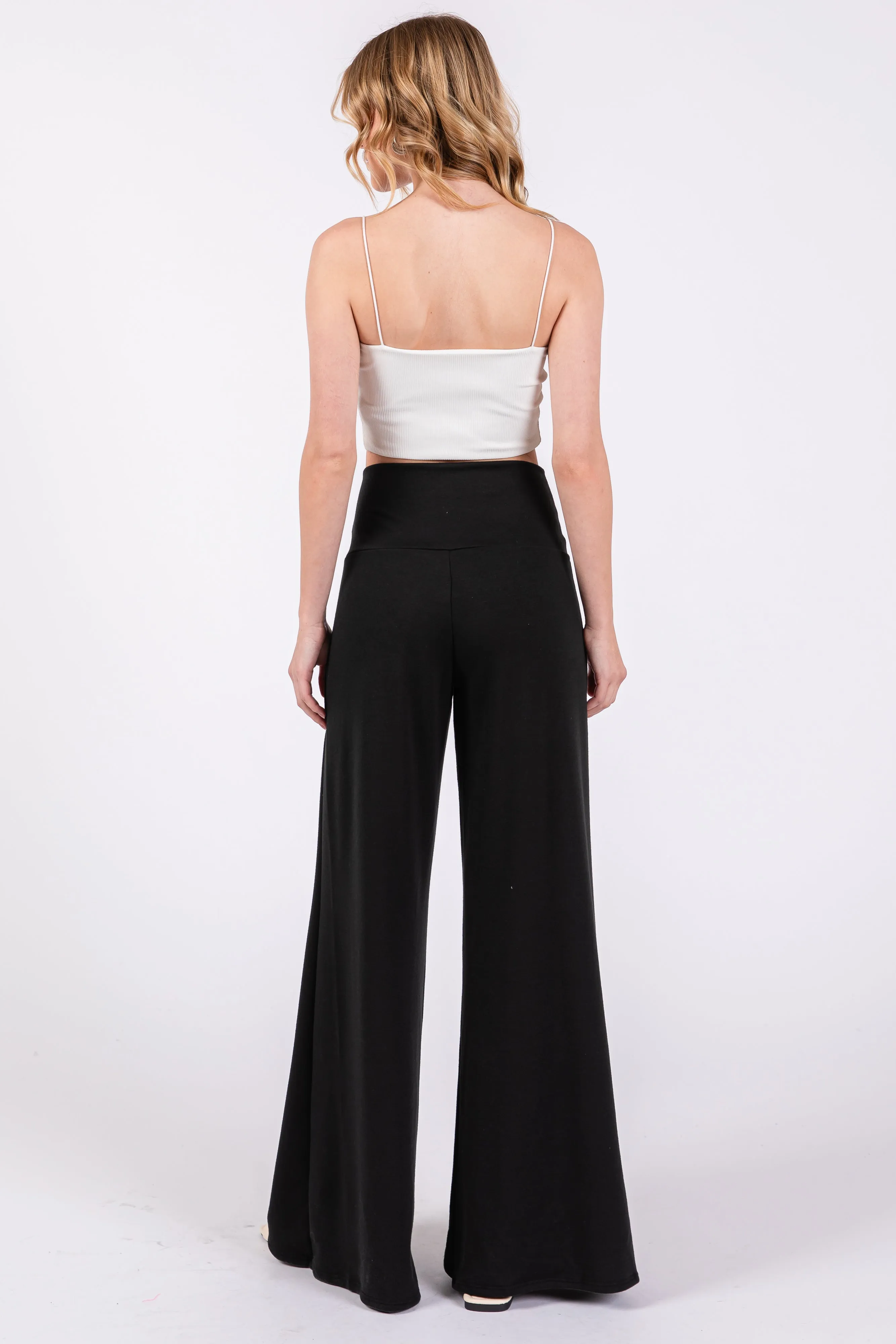 Black French Terry Wide Leg Lounge Pants sold by Pinkblush product image thumbnail 3