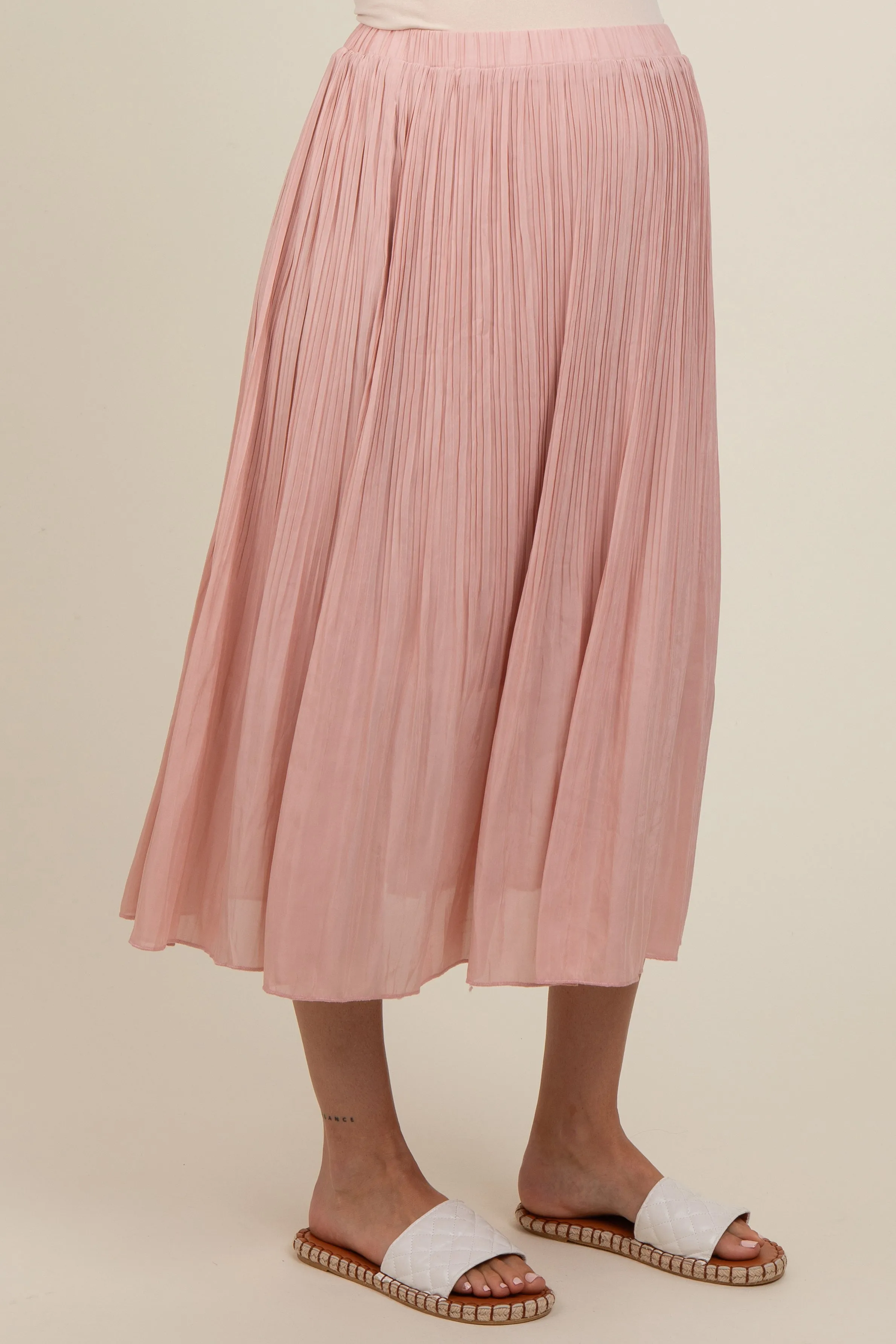 Mauve Pleated Maternity Midi Skirt sold by Pinkblush product image thumbnail 4