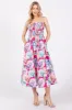 Fuchsia Floral Smocked Midi Dress sold by Pinkblush