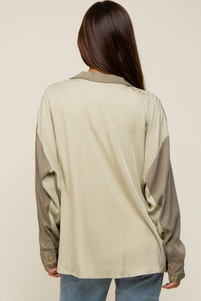 Light Olive Colorblock Oversized Maternity Blouse sold by Pinkblush product image thumbnail 3