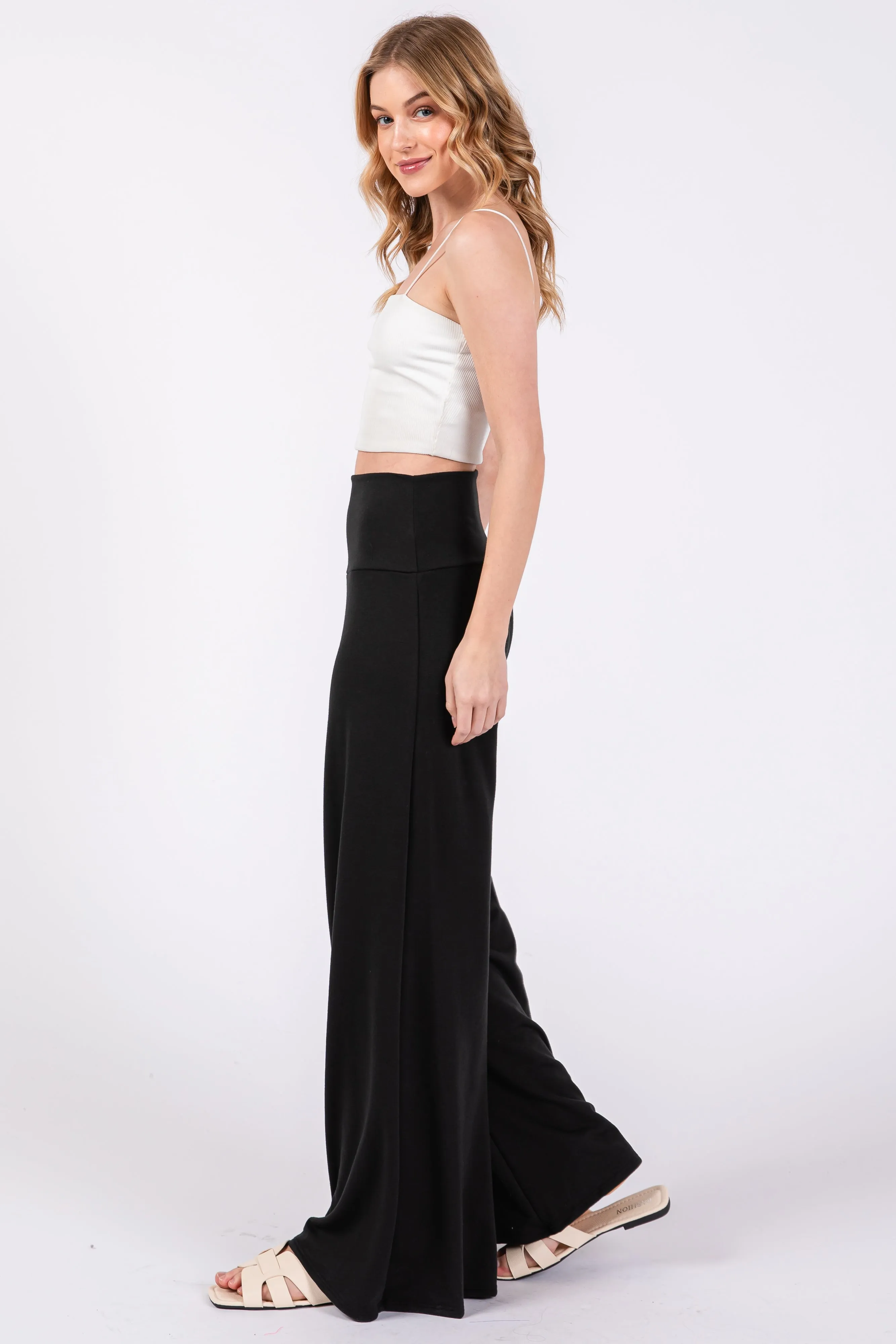 Black French Terry Wide Leg Lounge Pants sold by Pinkblush product image thumbnail 2