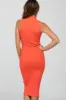 Coral Ribbed Mock Neck Dress sold by Pinkblush