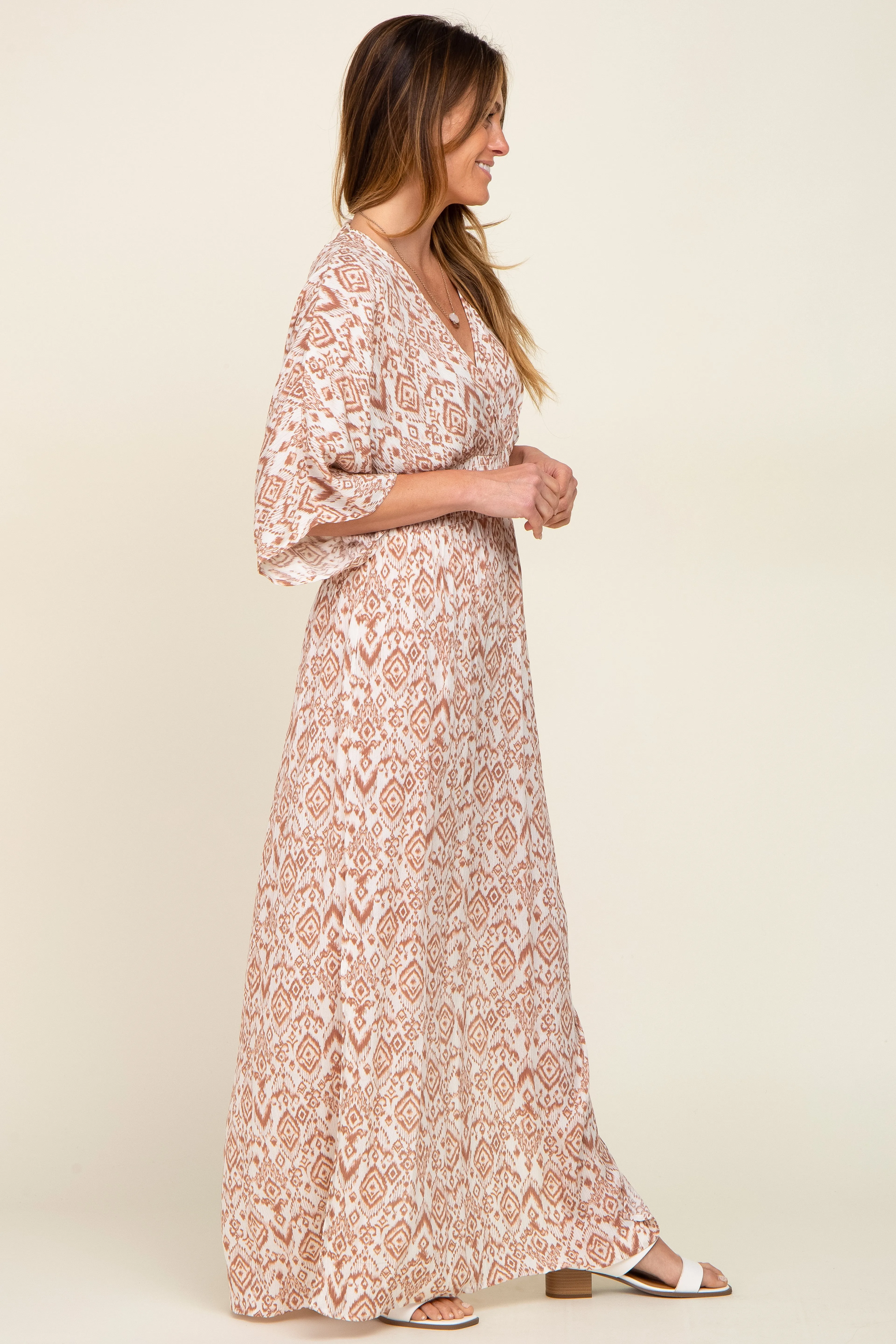 Ivory Double V Short Sleeve Maxi Dress sold by Pinkblush product image thumbnail 2