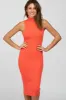Coral Ribbed Mock Neck Dress sold by Pinkblush