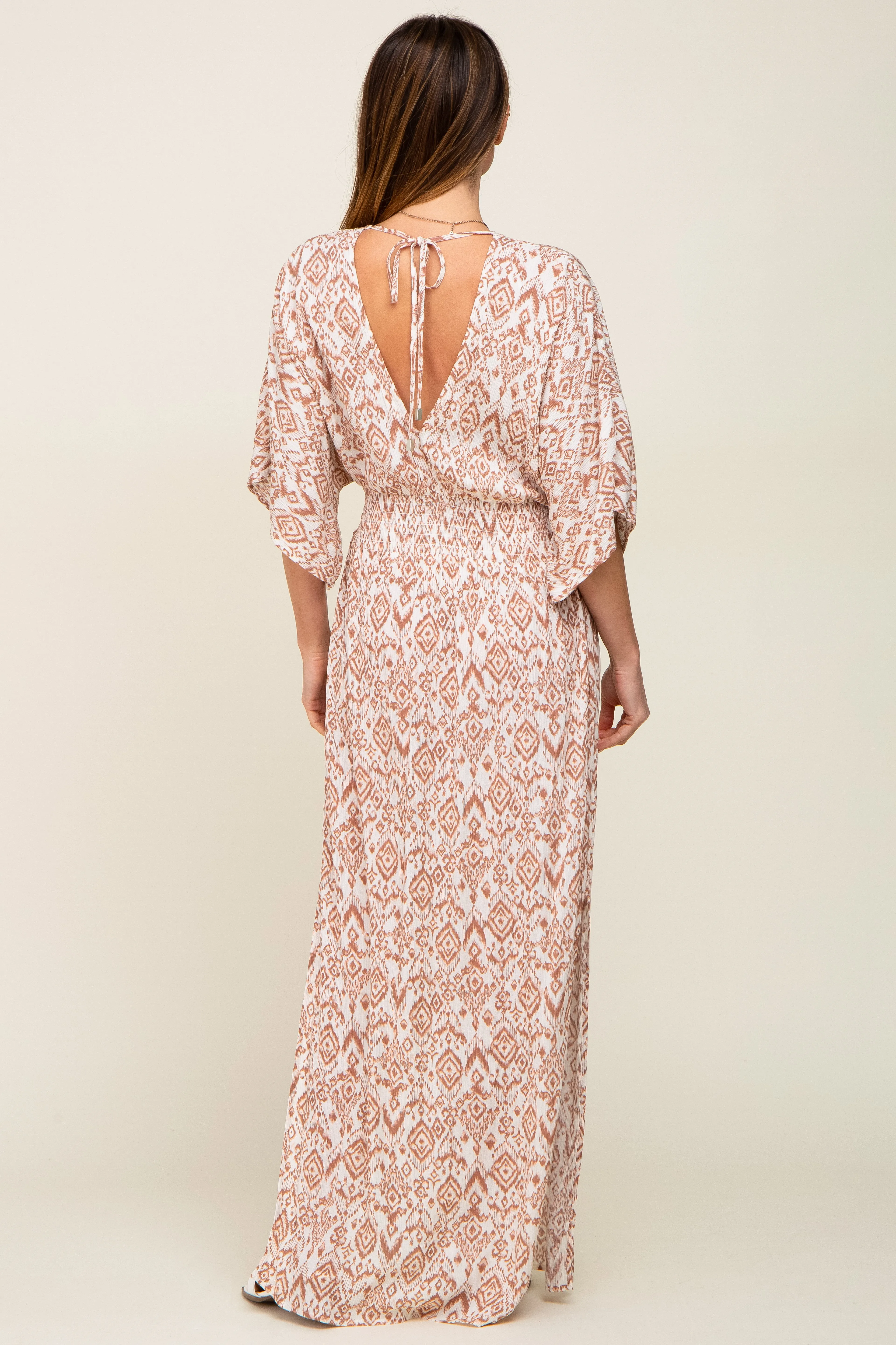 Ivory Double V Short Sleeve Maxi Dress sold by Pinkblush product image thumbnail 3