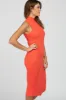 Coral Ribbed Mock Neck Dress sold by Pinkblush