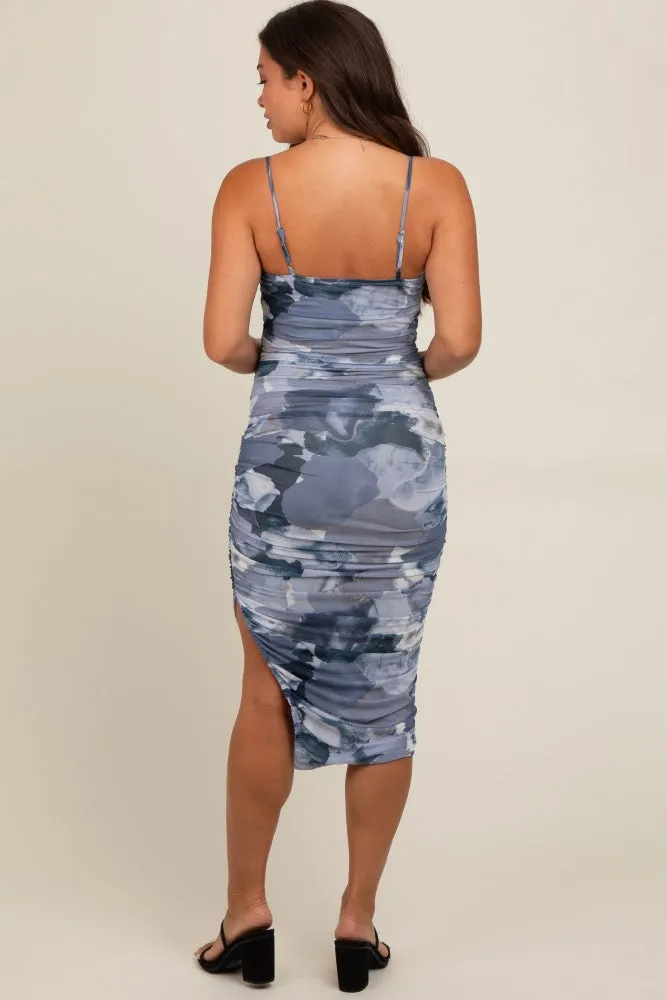 Blue Grey Abstract Print Fitted Maternity Dress sold by Pinkblush product image thumbnail 4