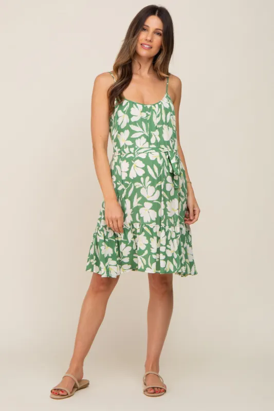 Green Floral Ruffle Maternity Dress sold by Pinkblush
