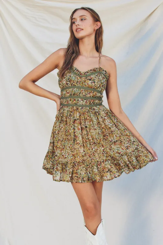 Vintage Floral Lace Trim Mini Dress sold by Pinkblush