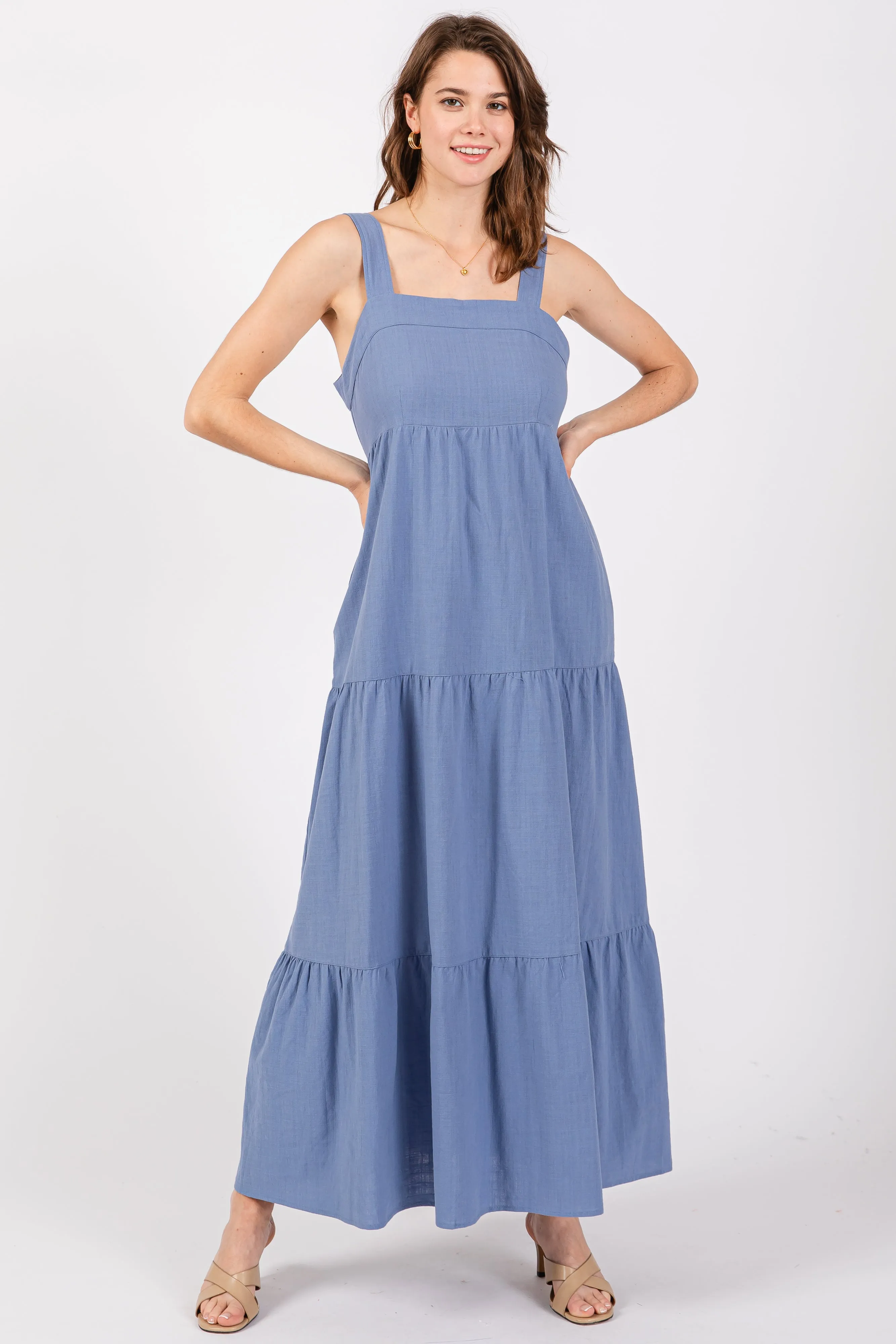 Blue Tiered Maxi Dress sold by Pinkblush