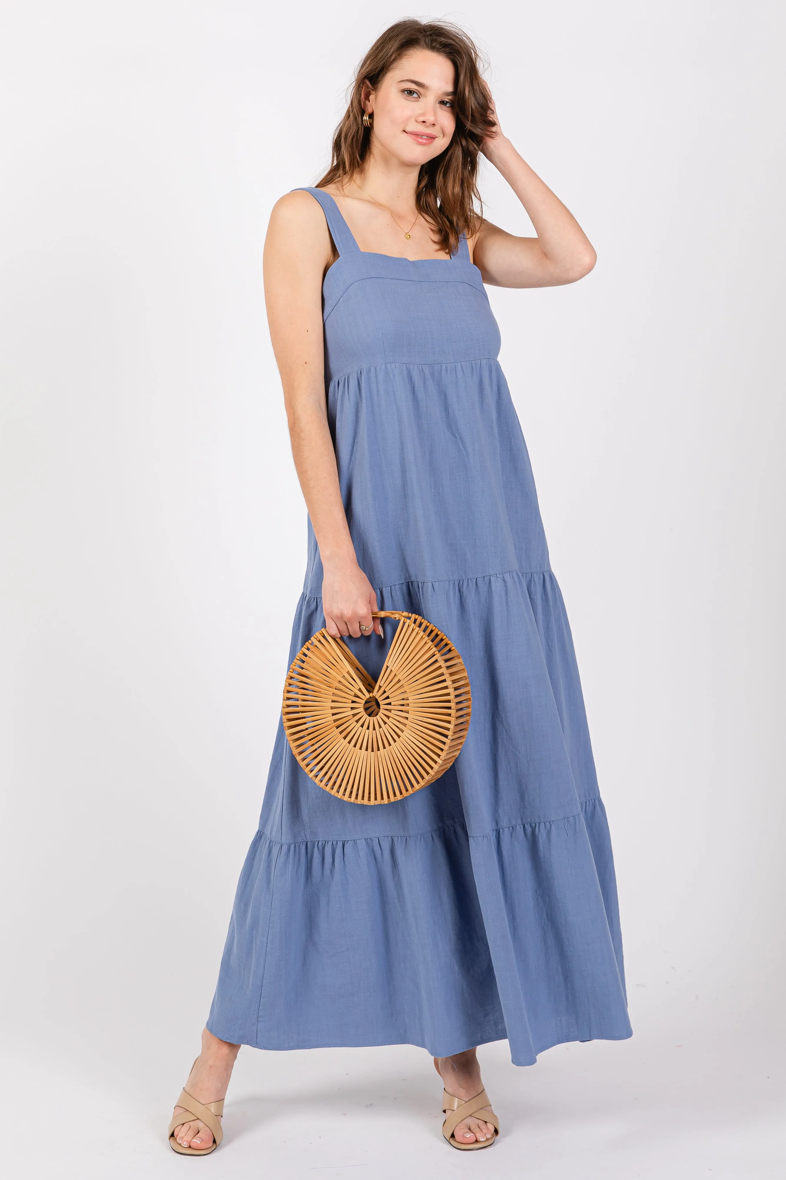 Blue Tiered Maxi Dress sold by Pinkblush product image thumbnail 4