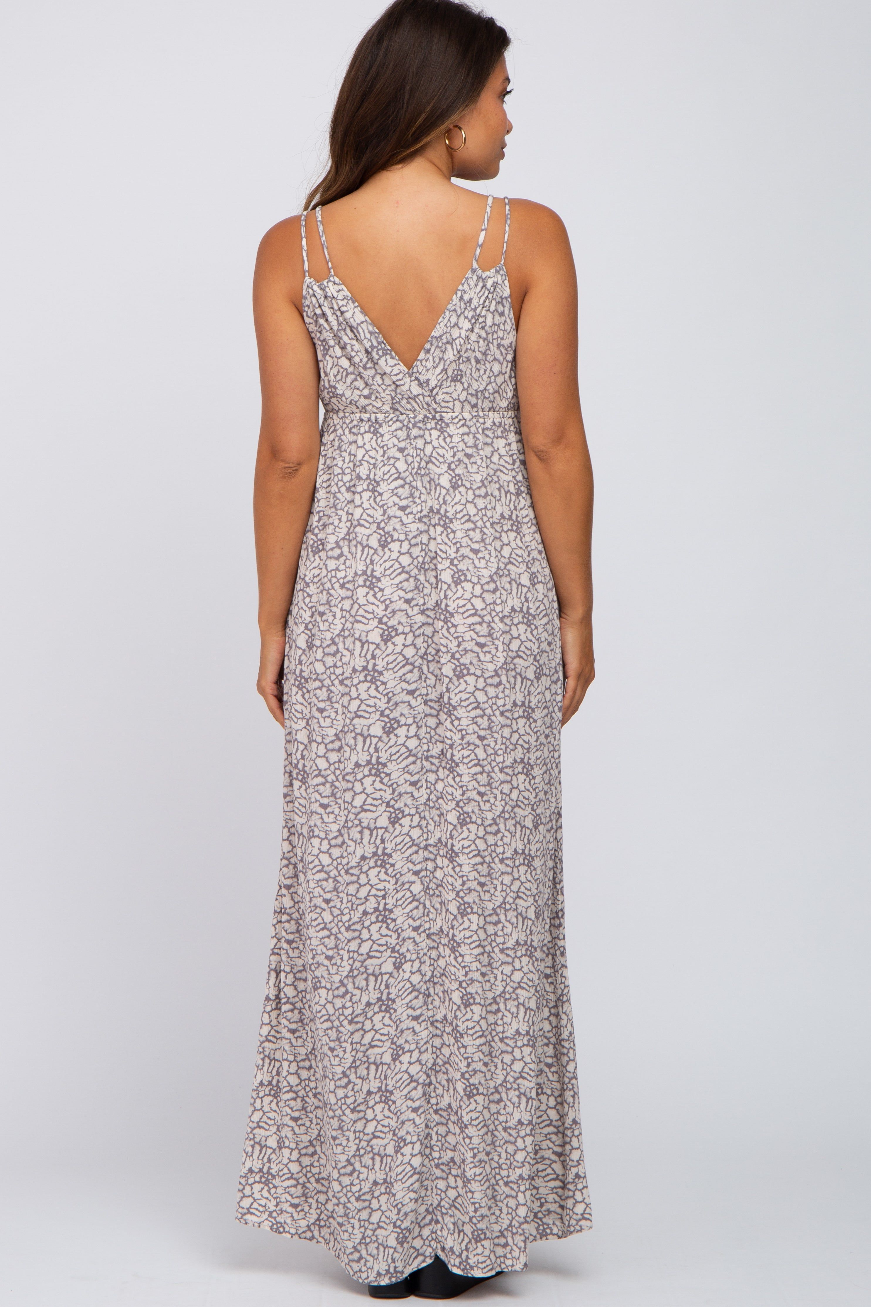 Grey Printed Sleeveless Maternity Maxi Dress sold by Pinkblush product image thumbnail 3